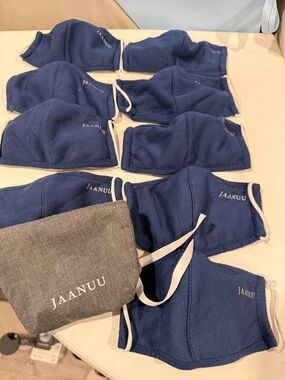 8 Toddler / Children’s Jaanuu Navy Blue Reusable Face Masks with Carry Pouch